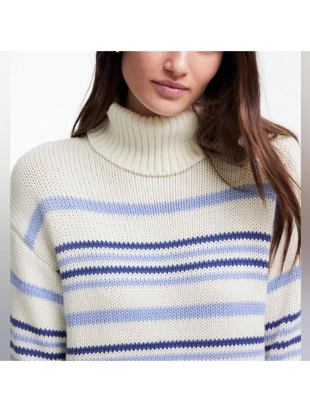 Madewell Ribbed Cotton Turtleneck Sweater in Stripe
